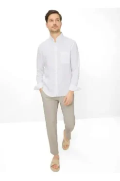 Leinen Hemd Daniel white Modern Fit Langarm