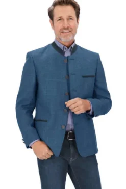 LODENFREY Janker Kurt blau mit Leinen