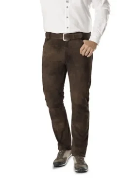 MADDOX Leder-Hose dunkelbraun Ziegenveloursleder