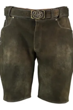 MADDOX Leder Shorts Hochkaltern braun