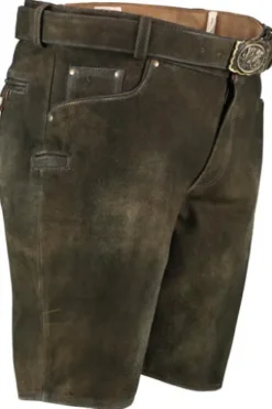 MADDOX Leder Shorts Hochkaltern braun