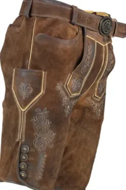 MADDOX Leder Shorts Rolli nuss einfarbig