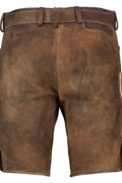 MADDOX Leder Shorts Rolli nuss einfarbig