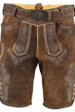 MADDOX Leder Shorts Rolli nuss einfarbig