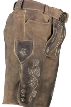 MADDOX Leder Shorts Silbersee blei einfarbig