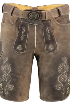 MADDOX Leder Shorts Silbersee blei einfarbig
