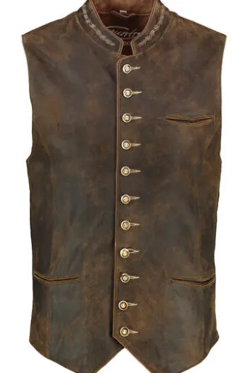MADDOX Leder Weste Westsee braun