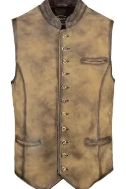 MADDOX Leder Weste Westsee sand einfarbig
