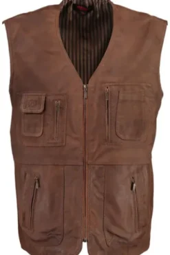 MADDOX Leder Weste whisky Lammnappaleder