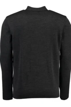 MAERZ Polo-Pullover anthrazit aus Merinowolle