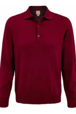 MAERZ Polo-Pullover bordeaux aus Merinowolle
