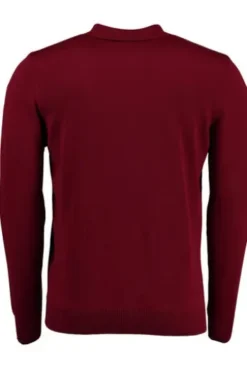 MAERZ Polo-Pullover bordeaux aus Merinowolle