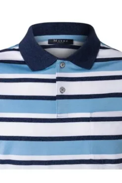 MAERZ Polo-Shirt dawn blue gestreift Regular Fit