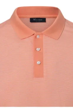 MAERZ Polo Shirt fresh papaya gestreift Regular Fit