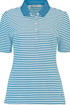 MAERZ Polo-Shirt hellblau gestreift in Pique-Qualität