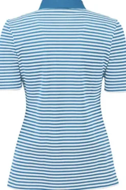 MAERZ Polo-Shirt hellblau gestreift in Pique-Qualität