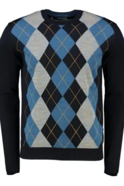 MAERZ Pullover blau gemustert Argyle-Muster