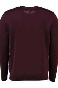 MAERZ Pullover bordeaux gemustert aus Merinowolle