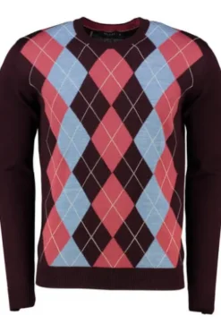 MAERZ Pullover bordeaux gemustert aus Merinowolle
