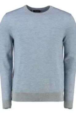MAERZ Pullover Rundhals mit Leinen shades of blue