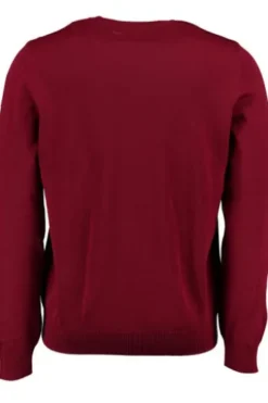 MAERZ Rundhals Pullover bordeaux extra feine Merinowolle
