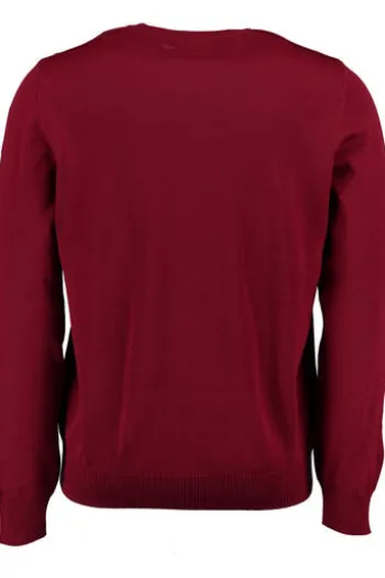 MAERZ Rundhals Pullover bordeaux extra feine Merinowolle