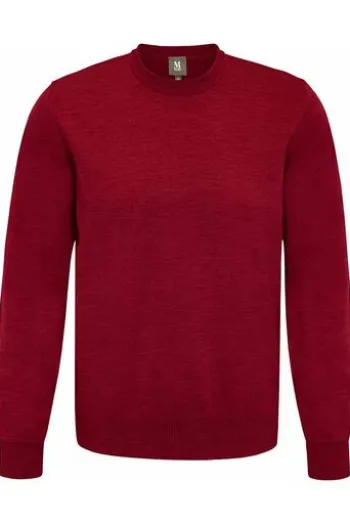 MAERZ Rundhals Pullover bordeaux extra feine Merinowolle