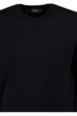 MAERZ Rundhals Pullover marine extra feine Merinowolle