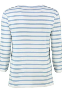 MAERZ Shirt endless sky- hellblau gestreift in softer Baumwoll-Mixqualität