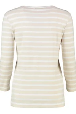 MAERZ Shirt french oak-beige gestreift in softer Baumwoll-Mixqualität