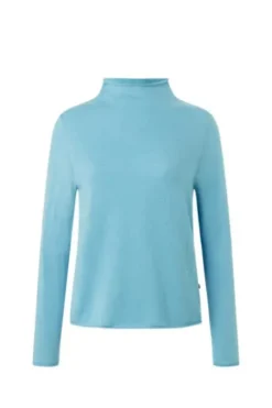 MAERZ Stehbund-Pullover hellblau aus hochwertiger Merinowolle
