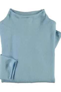 MAERZ Stehbund-Pullover hellblau aus hochwertiger Merinowolle