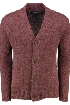 MAERZ Strickjacke bordeaux meliert in melierter Strickoptik