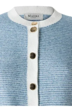 MAERZ Strickjacke endless sky- hellblau gestreift in edler Optik