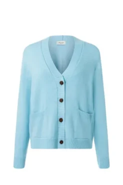 MAERZ Strickjacke hellblau aus hochwertiger Merinowolle