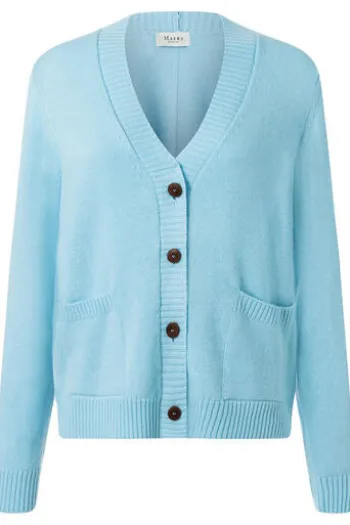 MAERZ Strickjacke hellblau aus hochwertiger Merinowolle