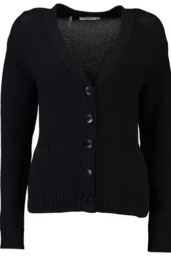 MAERZ Strickjacke marine im Soft-Cotton Linksstrick