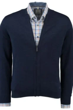 MAERZ Strickjacke marine mit verdecktem Reißverschluss