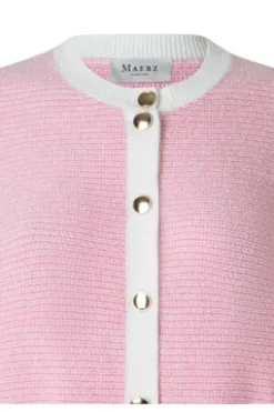 MAERZ Strickjacke Mascarpone-rose gestreift in edler Optik