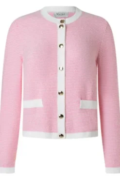 MAERZ Strickjacke Mascarpone-rose gestreift in edler Optik