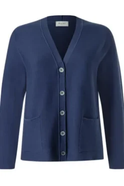 MAERZ Strickjacke midnight sail- blau in Organic-Baumwoll-Qualität