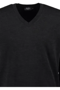 MAERZ V-Ausschnitt Pullover anthrazit extra feine Merinowolle