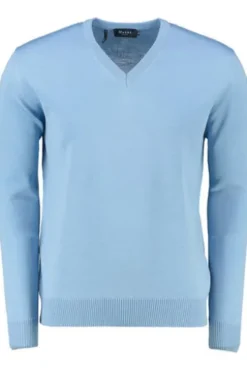 MAERZ V-Ausschnitt Pullover hellblau extra feine Merinowolle