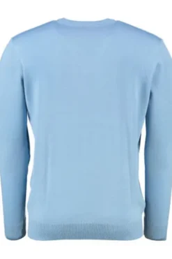 MAERZ V-Ausschnitt Pullover hellblau extra feine Merinowolle