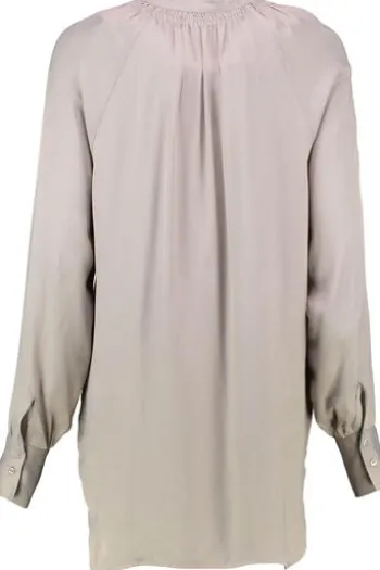 MILANO Bluse taupe langarm in leichtfließender Qualität