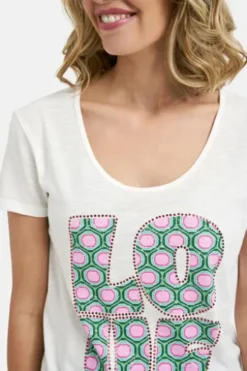 Milano Italy T-shirt with roundneck and Artwork offwhite
