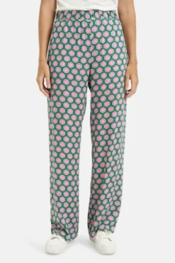 Milano Italy wideleg pants with elastic waist kiwi print