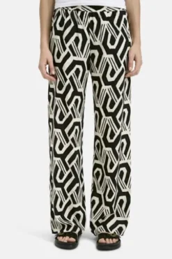Milano Italy wideleg pants with elastic waist black print