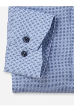 OLYMP Business Hemd Luxor blau gemustert Modern Fit Langarm