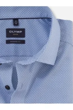 OLYMP Business Hemd Luxor blau gemustert Modern Fit Langarm